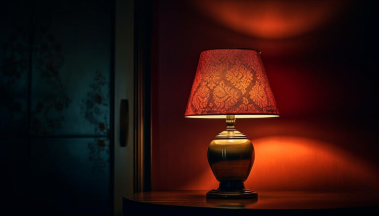 Shiny Antique Lamp Illuminates Modern Elegant Bedroom Generated By Ai 768x439 
